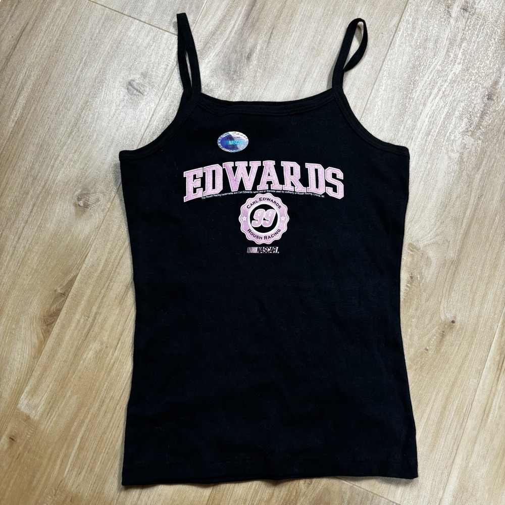 Nascar Carl Edward's Youth Girls Medium Black Camisole Tank Top Racing